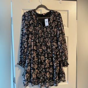 Navy Blue Floral Dress